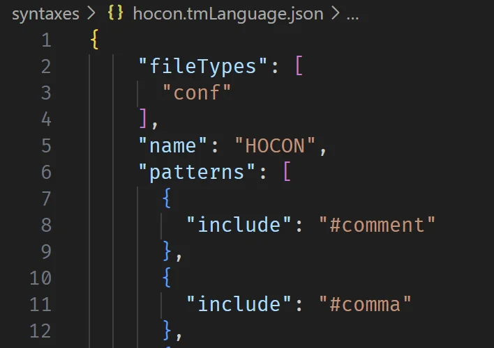 screenshot of part of Hocon Syntax Definition