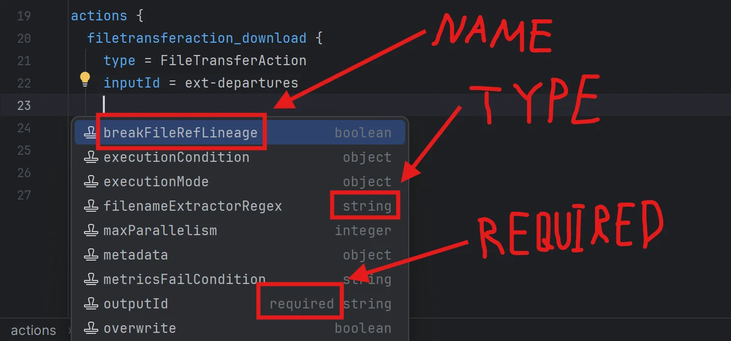 Screenshot of schema item